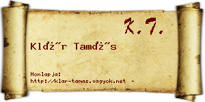 Klár Tamás névjegykártya