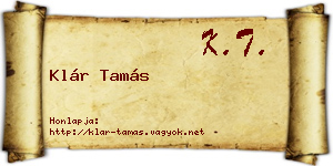 Klár Tamás névjegykártya